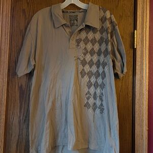 Men's Gray Argyle Polo Shirt XL